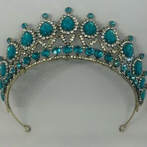 👑 Blue & Clear Rhinestone Tiara